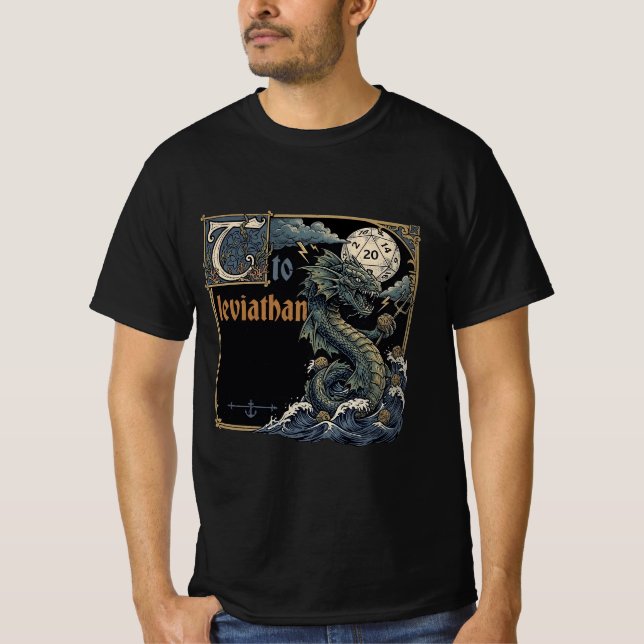Vintage Illuminated Manuscript Leviathan DND T-Shirt (Vorderseite)
