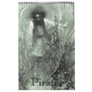 Vintage-Illustration 12-Monats-Pirat Kalender