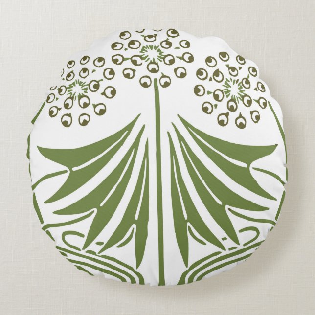 Vintage Illustration - Abstrakt Jugendstil Beauti Rundes Kissen (Vorderseite)