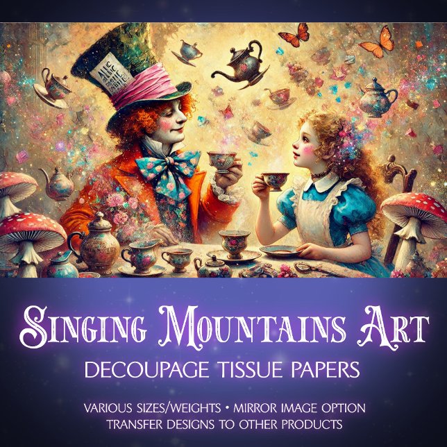 Vintage Illustration Alice Mad Hatter Decoupage Seidenpapier (Von Creator hochgeladen)