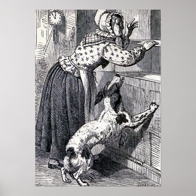 Vintage Illustration "Alte Mutter Hubbard" Poster (Vorne)