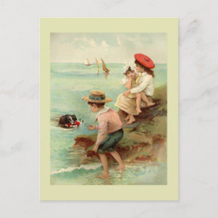 Vintage Illustration am Meer Postkarte