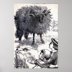 Vintage Illustration "Baa Baa Black Sheep" Poster