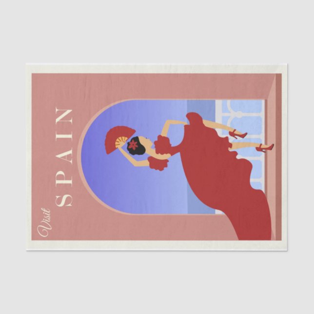 Vintage Illustration Besuch Spanien Seidenpapier (Vorderseite)