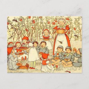 Vintage-Illustration Blaubeerwald Elsa Beskow Postkarte