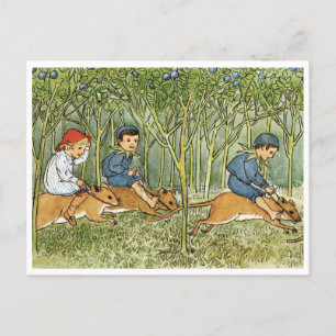 Vintage Illustration Blueberry Forest Elsa Beskow Postkarte