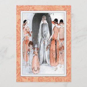 Vintage Illustration Brautparty Shower der 20er Ja Einladung