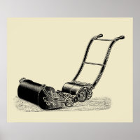 VINTAGE ILLUSTRATION Britisches Rasenmäher-Poster