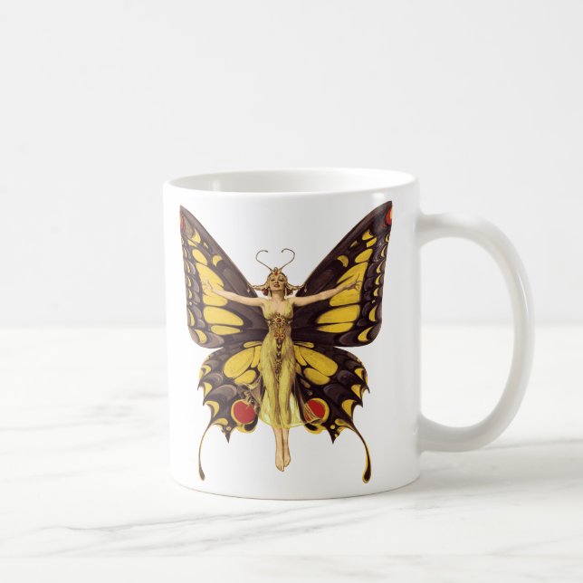 Vintage Illustration Butterfly Fairy Kaffeetasse (Rechts)