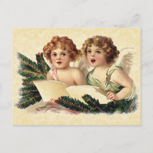 Vintage Illustration Cherubs singen Postkarte