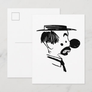 Vintage-Illustration Clown Postkarte