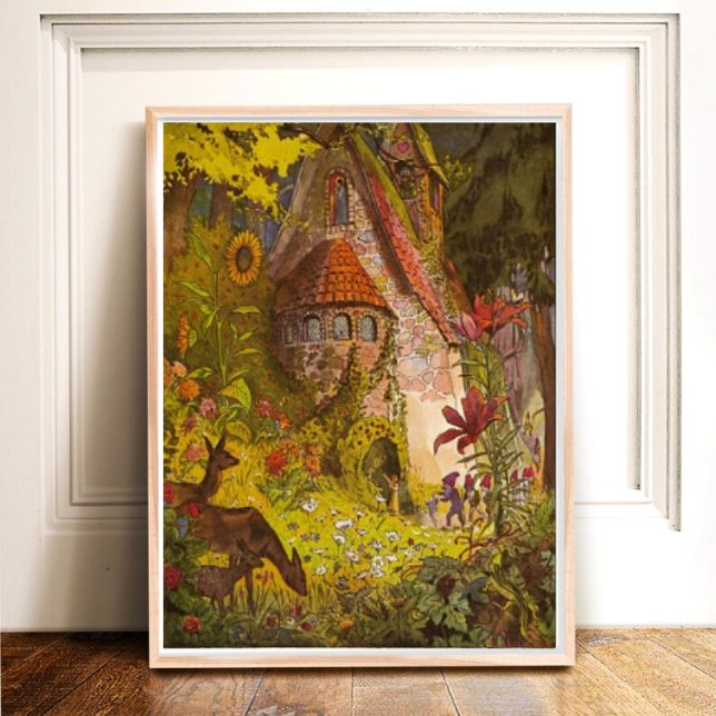 Vintage Illustration Deep Forest Mystical Castle Poster (Von Creator hochgeladen)