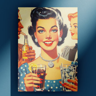 Vintage Illustration der 50er Jahre Drink People Postkarte
