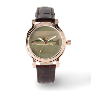 Vintage Illustration der Bachforelle Armbanduhr