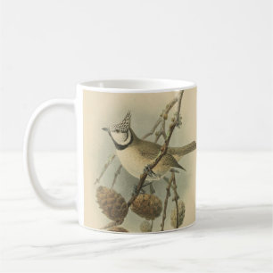 Vintage Illustration der europäischen Crested Tit Kaffeetasse
