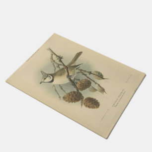 Vintage-Illustration der Haubenmeise Fußmatte