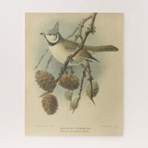 Vintage-Illustration der Haubenmeise Puzzle
