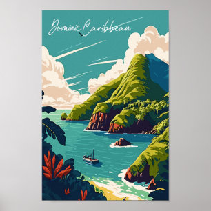 Vintage Illustration der Karibik Poster
