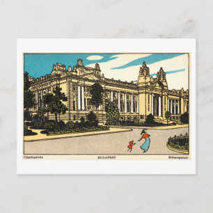 Vintage-Illustration des Börsenpalais in Budapest Postkarte