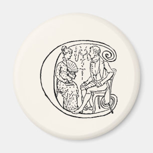 Vintage Illustration des Buchstaben c Magnet