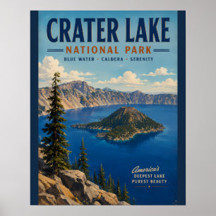 Vintage-Illustration des Crater Lake National Park Poster