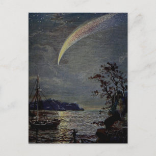 Vintage-Illustration des Kometen oder Sternschnupp Postkarte