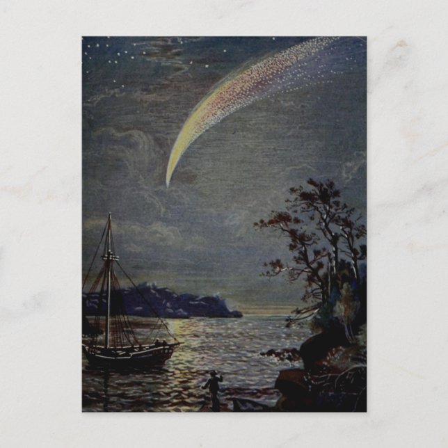 Vintage-Illustration des Kometen oder Sternschnupp Postkarte (Vorderseite)