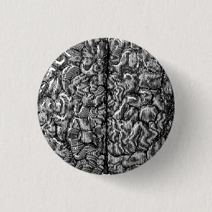 Vintage Illustration des menschlichen Gehirns Button