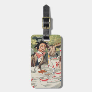 Vintage-Illustration des Teepartys des verrückten Gepäckanhänger