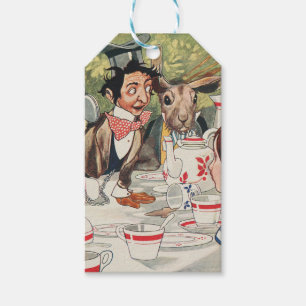 Vintage-Illustration des Teepartys des verrückten Geschenkanhänger