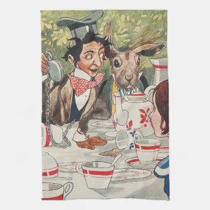 Vintage-Illustration des verrückten Hatters Tee-Pa Geschirrtuch