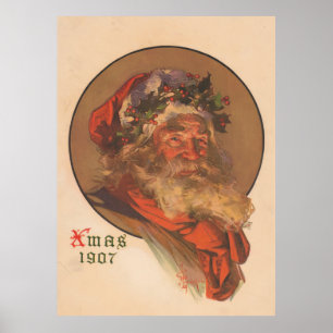 Vintage Illustration des Weihnachtsmanns (1907) Poster