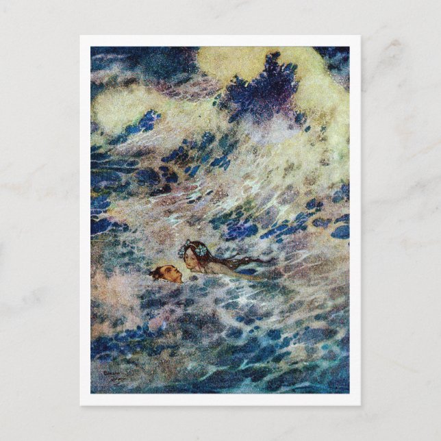 Vintage Illustration Edmund Dulac Little Mermaid Postkarte (Vorderseite)