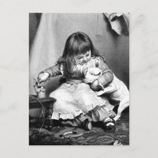 Vintage Illustration "Ein unwilliger Patient" Postkarte