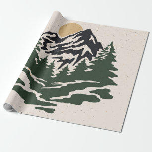 Vintage-Illustration einer Berglandschaftberg Geschenkpapier