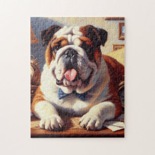 Vintage-Illustration einer englischen Bulldogge Puzzle