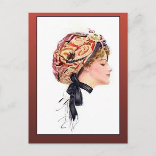 Vintage-Illustration einer Frau mit Turban Postkarte