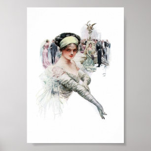 Vintage-Illustration einer Frau Poster