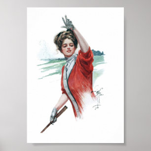 Vintage-Illustration einer Frau Poster