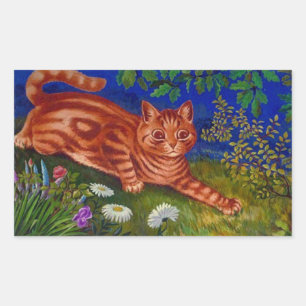 Vintage-Illustration einer getigerten Katze von Lo Rechteckiger Aufkleber