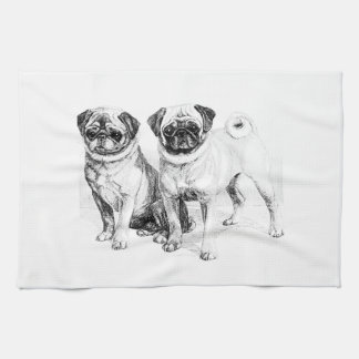 Vintage-Illustration einer Mops Küchentuch