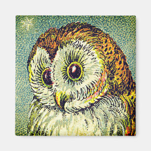 Vintage-Illustration einer niedlichen Schleiereule Magnet