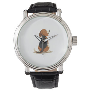 Vintage-Illustration eines Beagle-Hundes von hinte Armbanduhr
