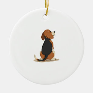 Vintage-Illustration eines Beagle-Hundes von hinte Keramik Ornament