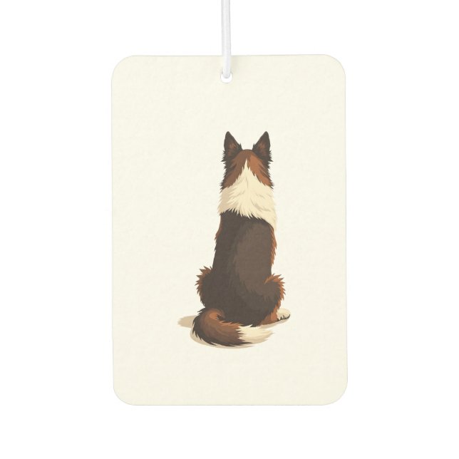Vintage-Illustration eines Border Collies von hint Autolufterfrischer (Vorderseite)