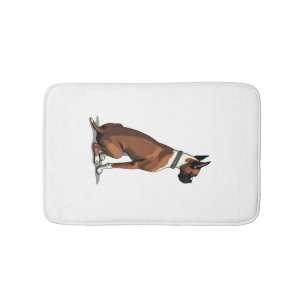 Vintage-Illustration eines Boxerhundes von hinten Badematte