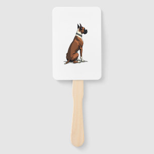 Vintage-Illustration eines Boxerhundes von hinten Fächer