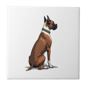 Vintage-Illustration eines Boxerhundes von hinten Fliese