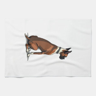 Vintage-Illustration eines Boxerhundes von hinten  Geschirrtuch
