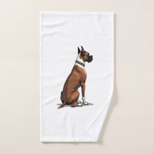 Vintage-Illustration eines Boxerhundes von hinten Handtuch